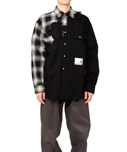 Maison Mihara Yasuhiro Patchwork Shirt Black / Plaid - 3