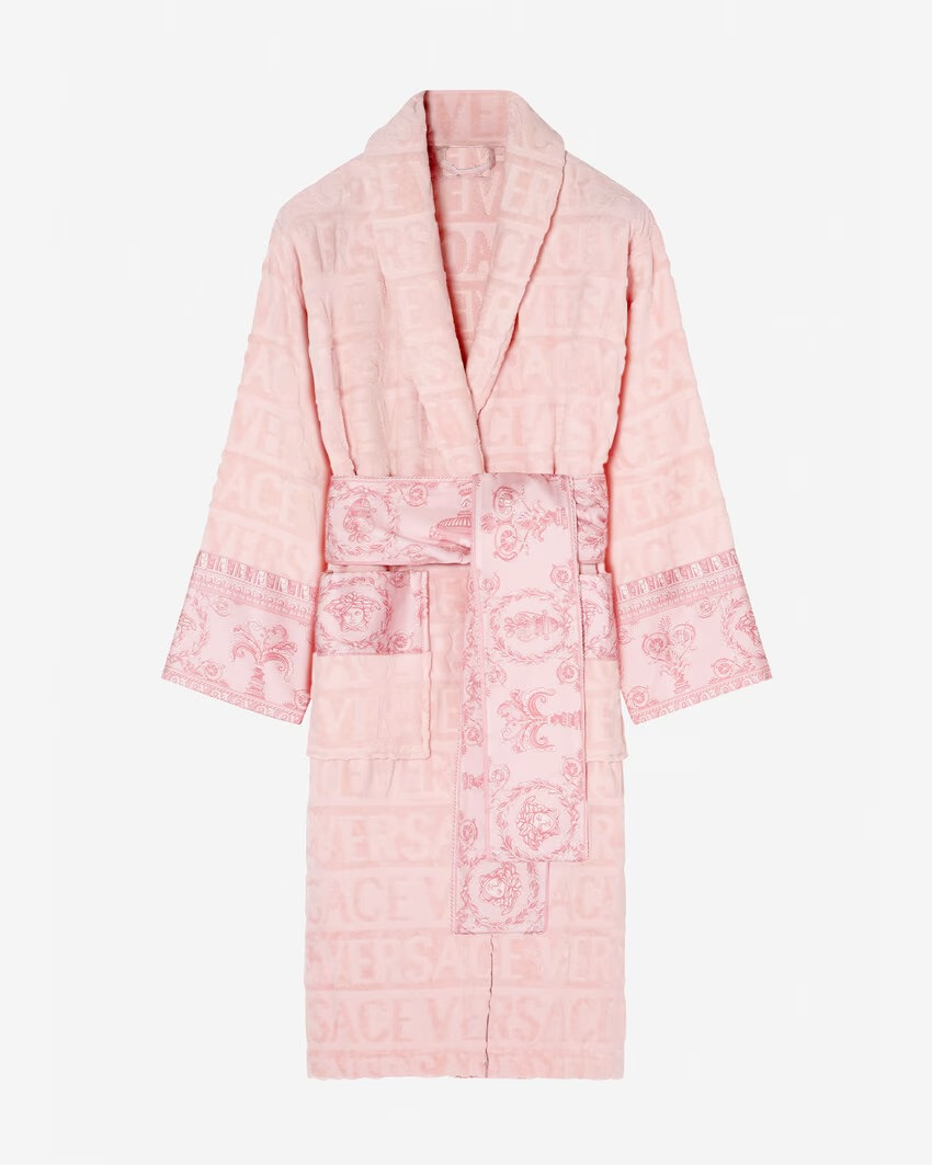 Versace Medusa Baroque Print Pink Terry Robe Sleepwear