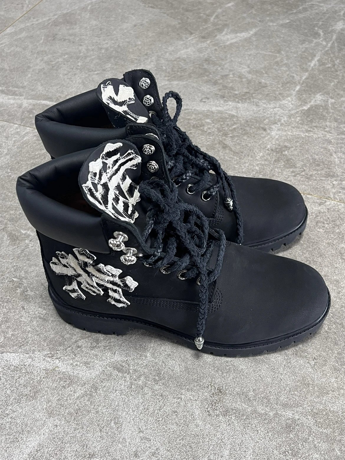 Chrome Hearts x Timberland 6-Inch Boot Black Custom Embroidered Boots - 7