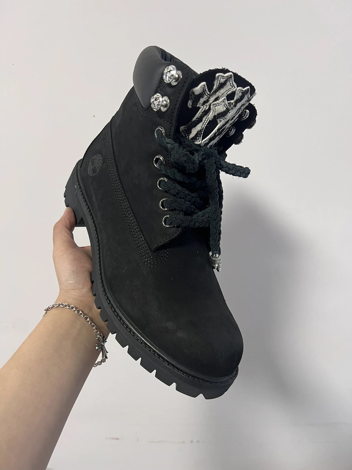 Chrome Hearts x Timberland 6-Inch Boot Black Custom Embroidered Boots - 4