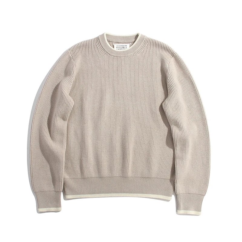 Light Khaki Round Neck with White Trim