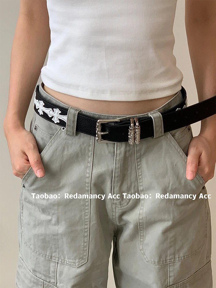 Black Ch White Leopard PrintCross Belt Unisex Style StreetStylish Leather Belt SexyAccessories Belt For Women