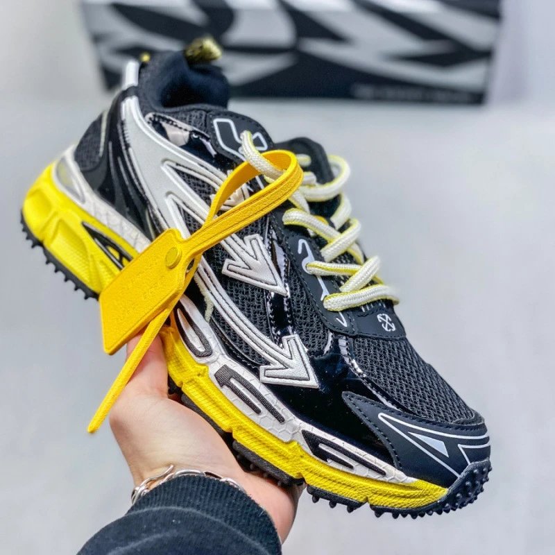 Off-2024SS Elevator Dad-Style Hiking Thick-Sole Casual Sneakers Olive Brown Camo Triple Arrow Running Shoes