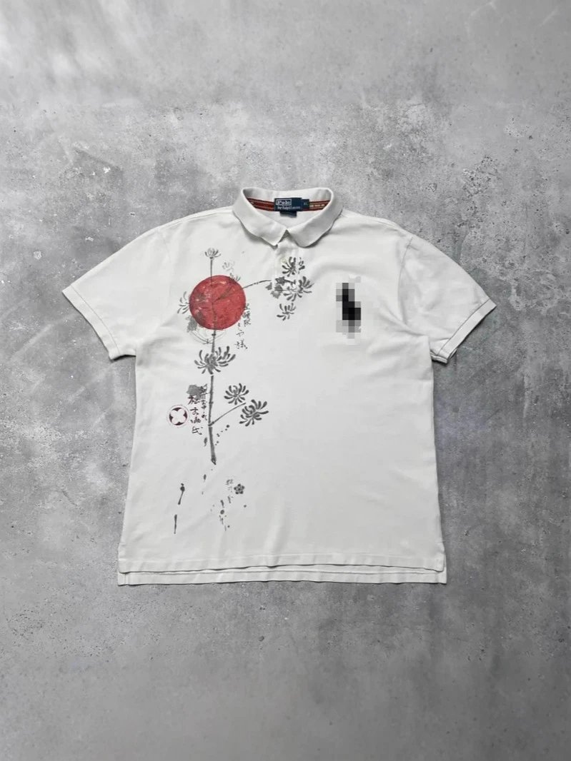 A certain style of short sleeved T-shirt trendy brand slim fit lapel T-shirt for men in summer 2025, white breathable top