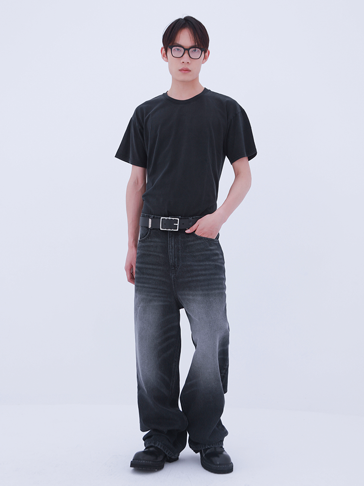 Design Double Buckle Leather Belt Black - 5