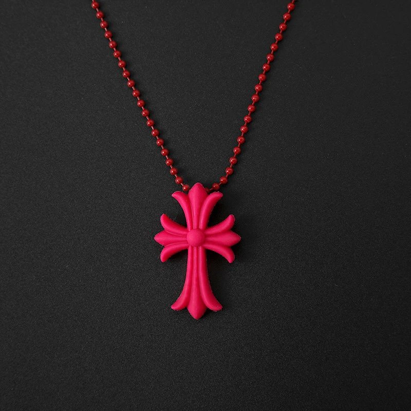 K luo xin street style trendy colorful resin ch letter cross necklace limited edition same style multi-color men’s and women’s jewelry