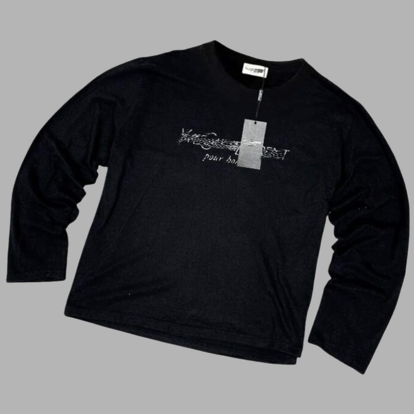 Saint Laurent Pour Homme Glitch Logo Crewneck Sweater Black