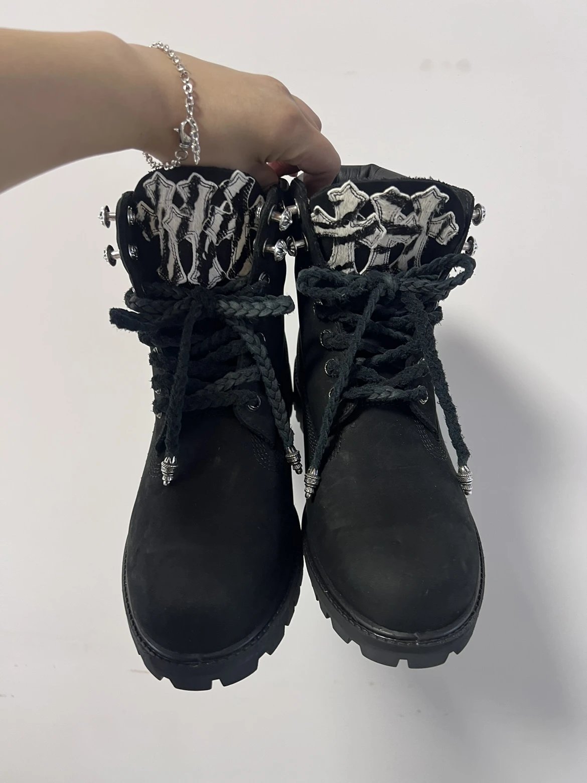 Chrome Hearts x Timberland 6-Inch Boot Black Custom Embroidered Boots - 2