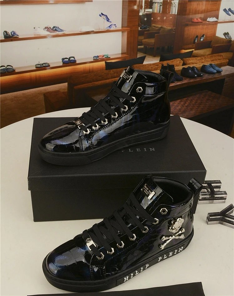 Men's High-Top Sneakers Korean Style Versatile 2022 New Casual Sports Genuine Leather Breathable Patent Leather Skate Shoes
