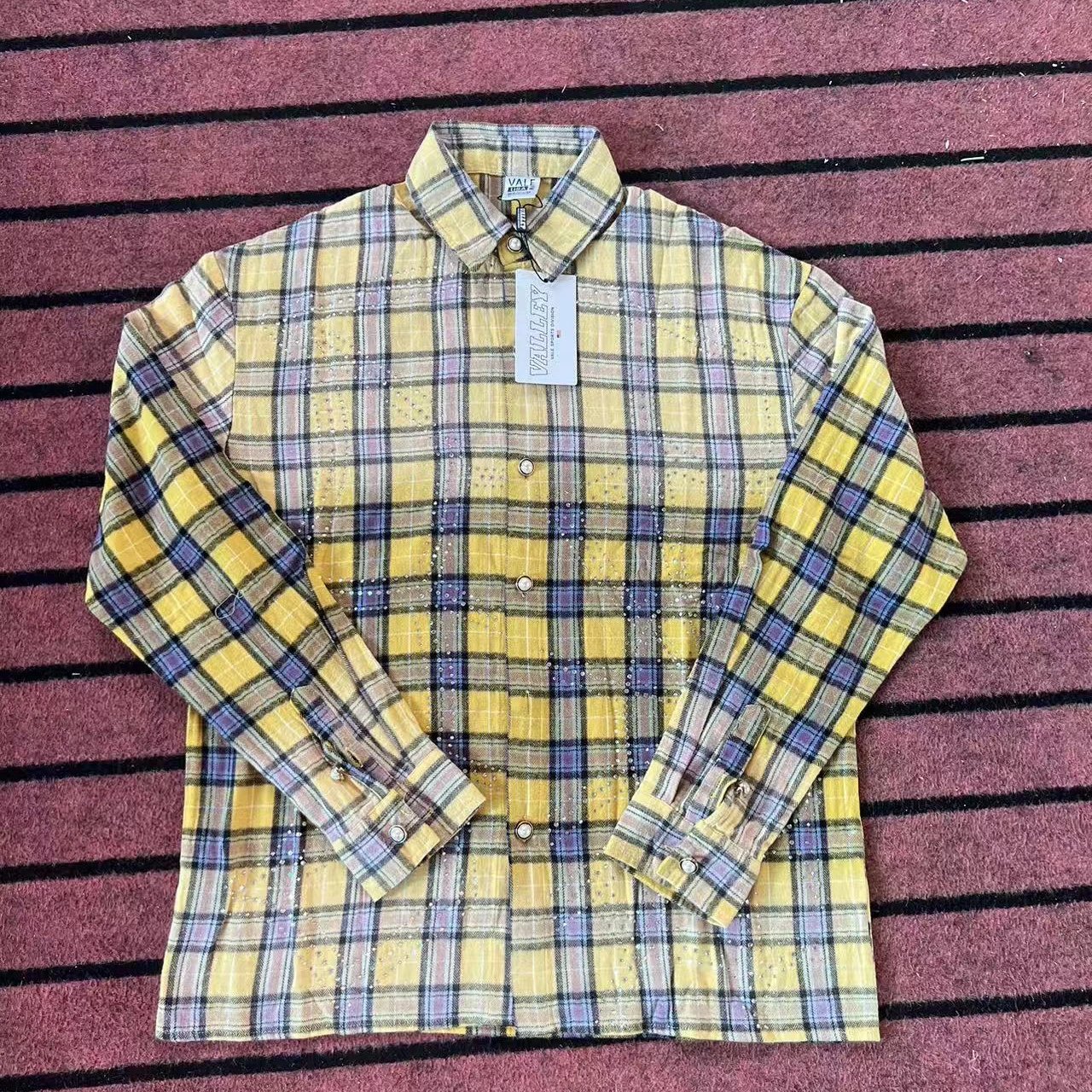Foreign Trade Trendy Valley Rhinestone Logo High Street Fashion Casual Unisex Retro Plaid Long-Sleeve ShirtProduct LinkRefresh