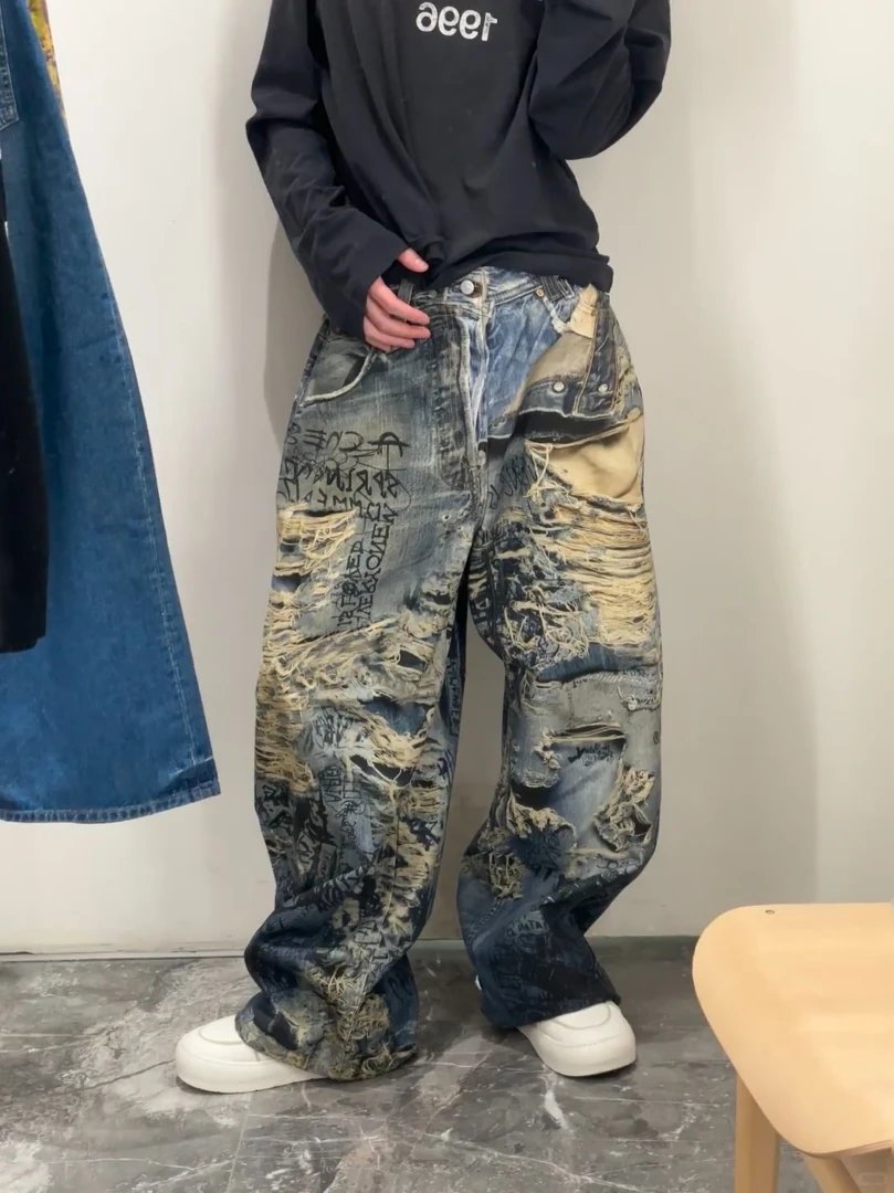 Acne 3D Print Scribble Jeans · 2