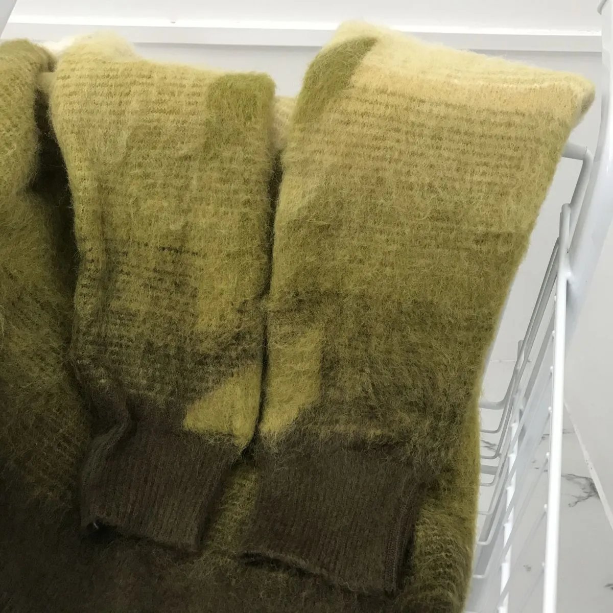 工厂高质量渐变马海毛提花针织衫宽松羊毛off 13