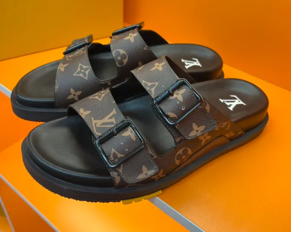 Louis Vuitton Monogram Slide Sandals Black - 1