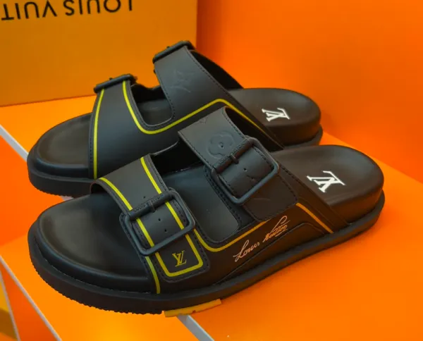 Louis Vuitton Archlight Slide Black with Neon Yellow Trim Slippers - 1