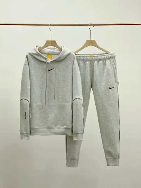 Nike Tech Fleece Hoodie and Joggers Set Black/Gray Orange Swoosh Tracksuit - 3
