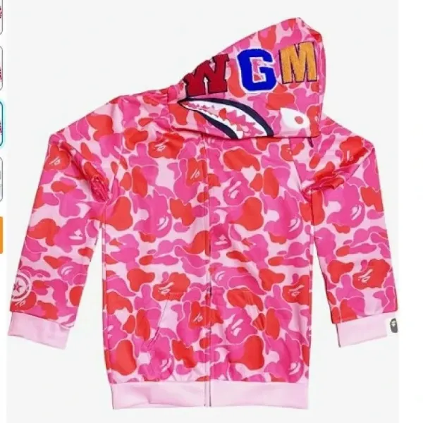 A Bathing Ape Shark Hoodie Pink Camo Hoodie - 1