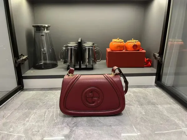 Gucci GG Marmont Mini Shoulder Bag Burgundy Leather - 1