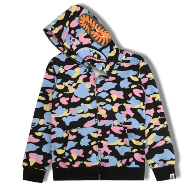 A Bathing Ape Shark Camo Full-Zip Hoodie Multicolor - 1