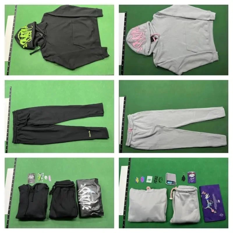 Off-White x Virgil Abloh Graffiti Hoodie and Sweatpants Set Black with Red and Green Spray Paint Print - 5