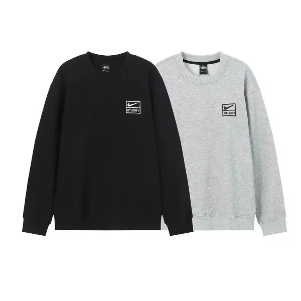 Stussy x Nike Collab Logo Hoodie and Joggers Set Gray/Black - 42