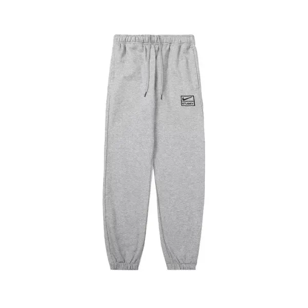 Stussy x Nike Collab Logo Hoodie and Joggers Set Gray/Black - 4