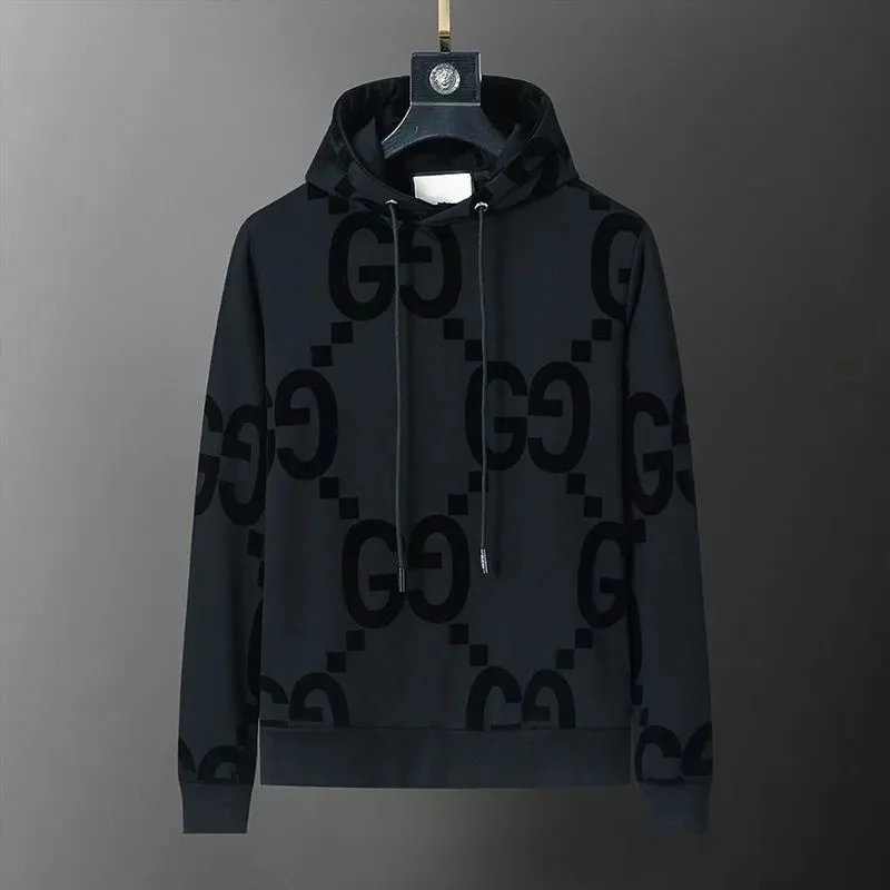 Gucci GG Monogram Black Hooded Sweatshirt And Jogger Set