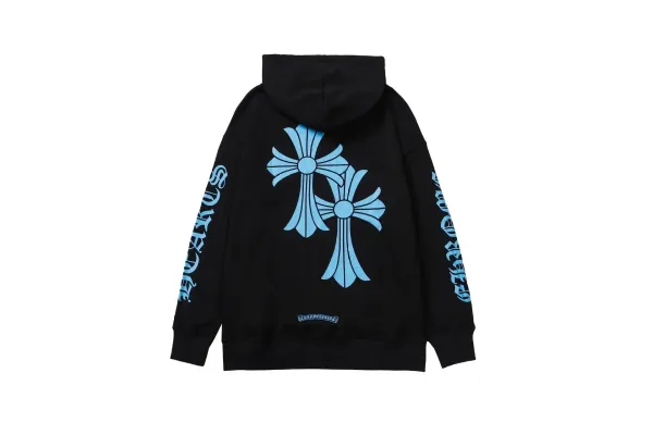 Chrome Hearts Double Cross Hoodie Black with Turquoise Print - 1