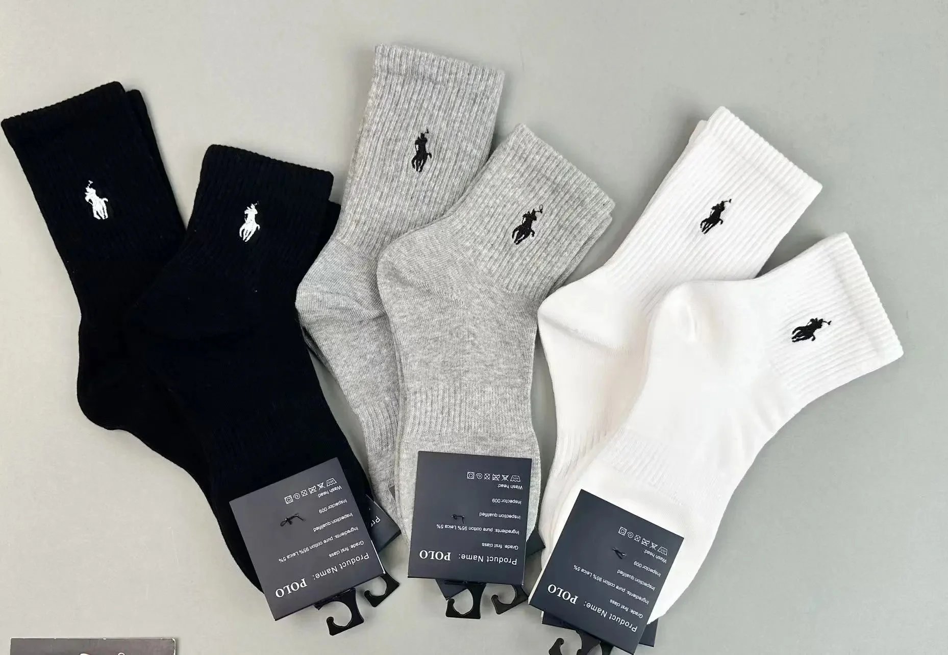 Ralph Lauren Polo Ribbed Cotton Crew Socks 3-Pack