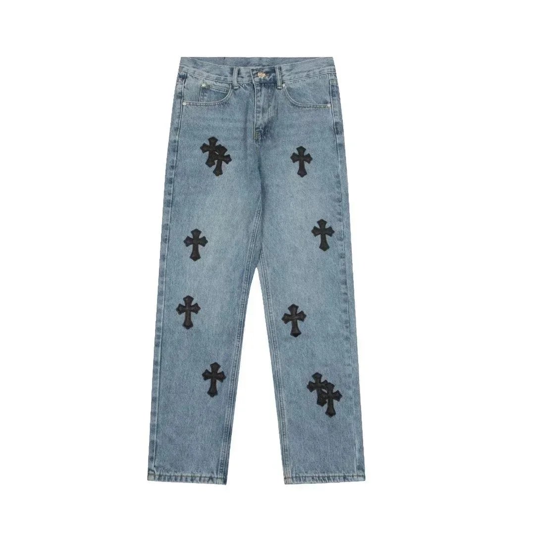 Chrome Hearts Cross Patch Embroidered Jeans Multicolor