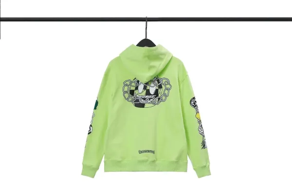 Chrome Hearts x SpongeBob SquarePants Chain Skull Hoodie Lime Green - 1