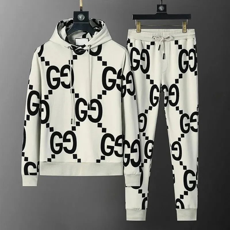 Gucci GG Monogram Black Hooded Sweatshirt And Jogger Set