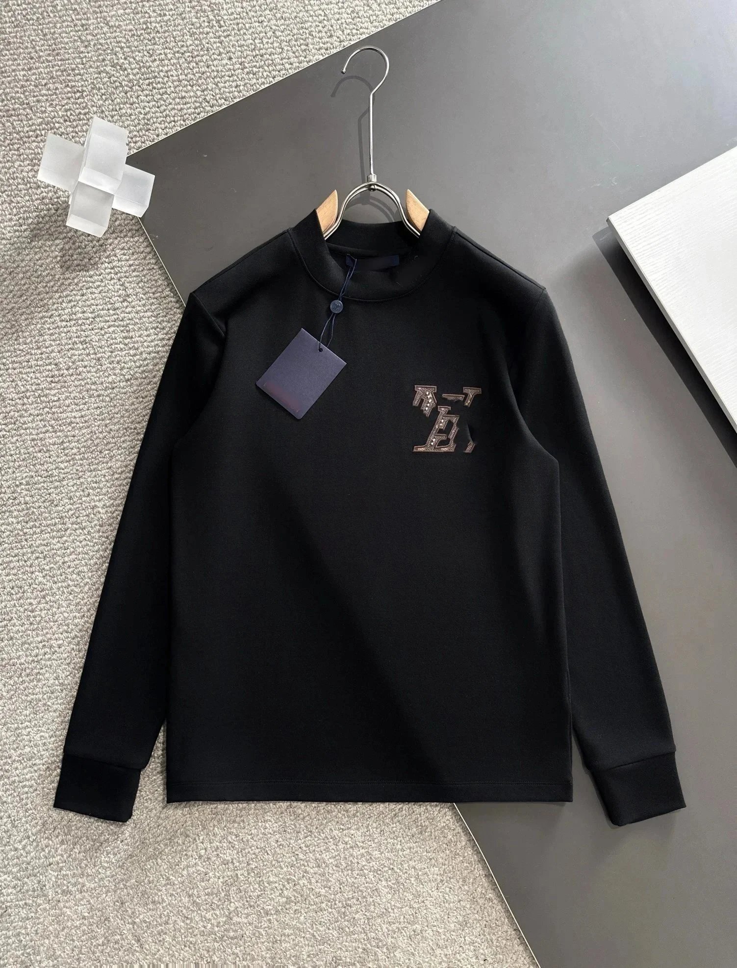 Louis Vuitton Monogram Embroidered Logo Sweater Black - 4