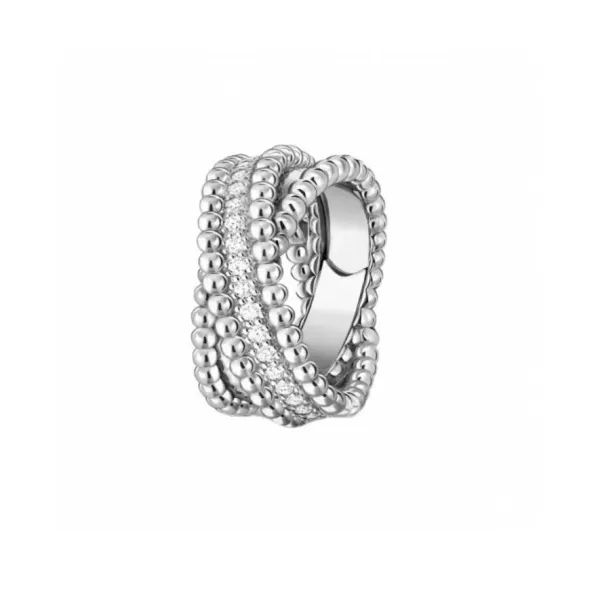 Van Cleef & Arpels Perlée Three-Row Diamond Ring Silver - 1