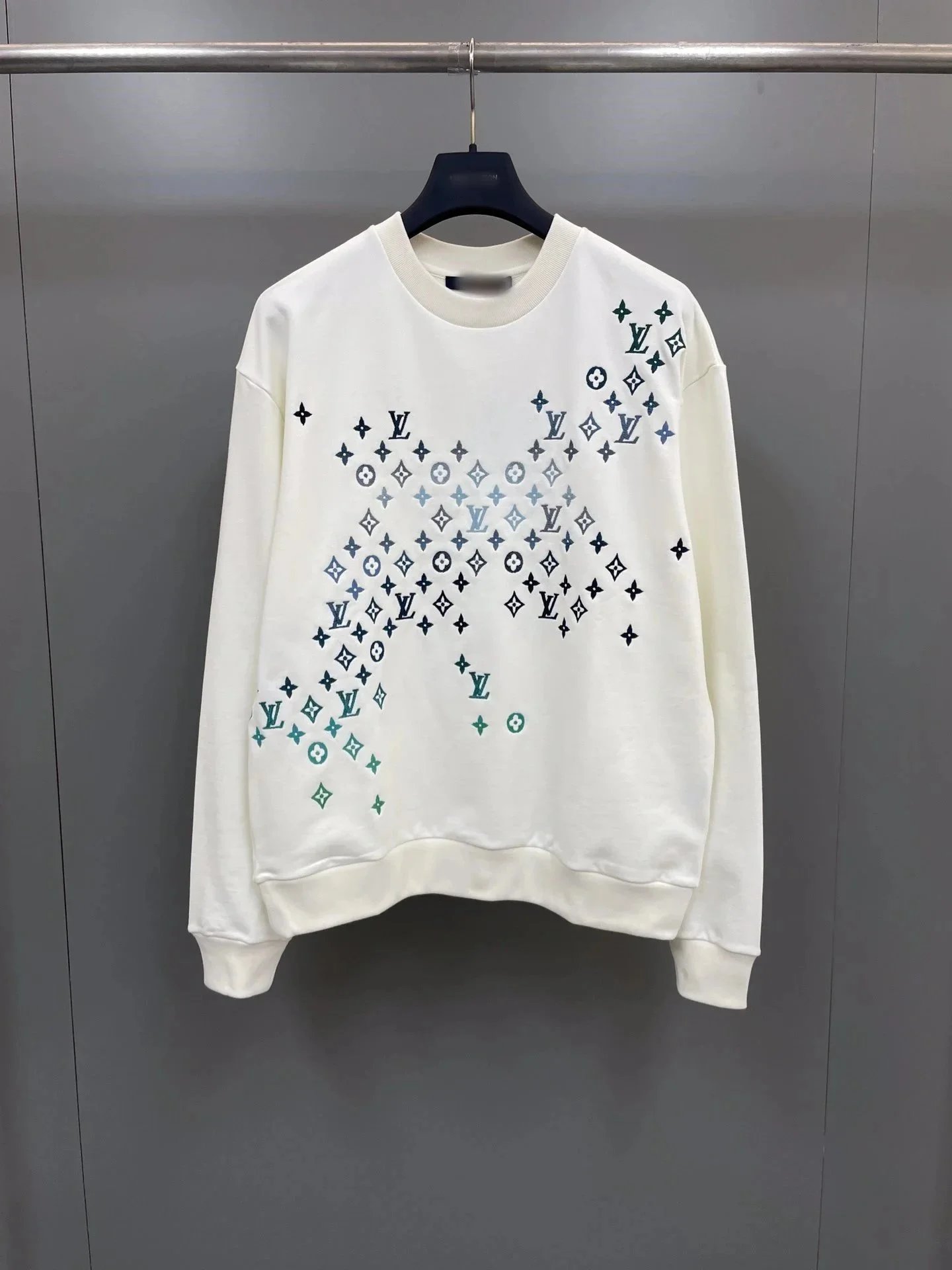 Louis Vuitton Monogram Embroidered Logo Sweater Black - 6