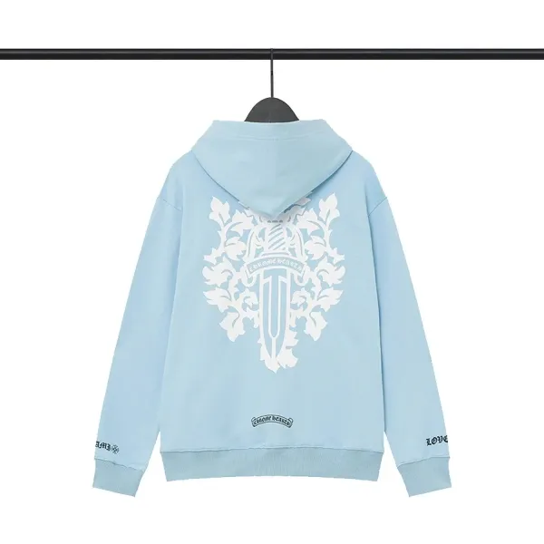 Chrome Hearts Sword & Floral Hoodie Light Blue Hoodie - 1