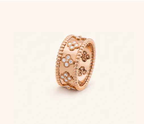 Van Cleef & Arpels Alhambra Four-Leaf Clover Rose Gold Diamond Ring - 1