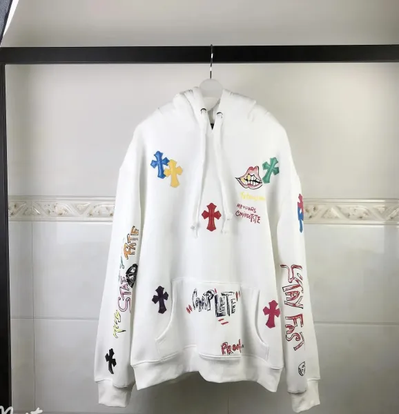 Chrome Hearts x Travis Scott Hoodie White Multicolor Graphic Hoodie - 1
