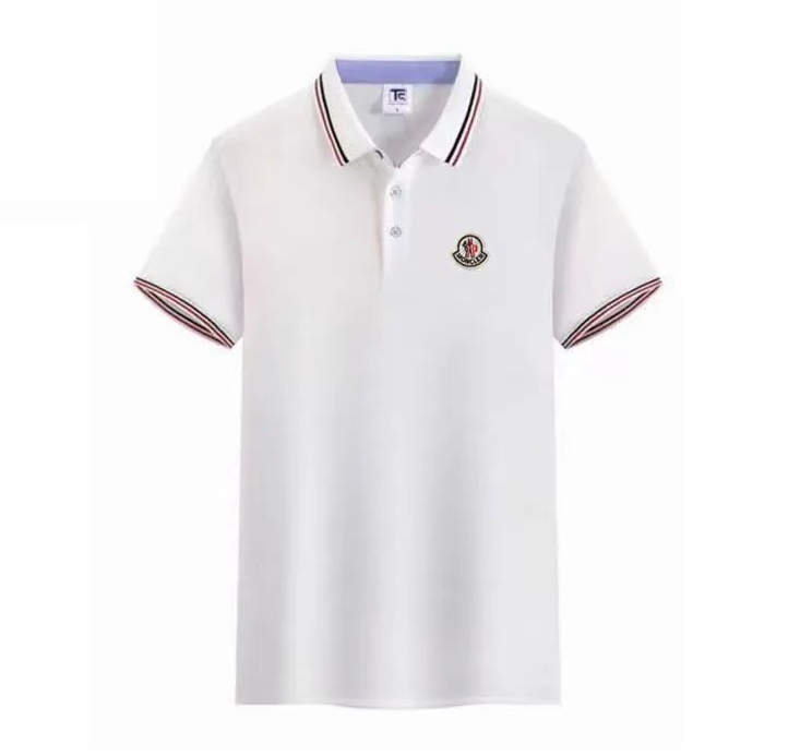 Moncler Logo Patch Cotton Polo Shirt White