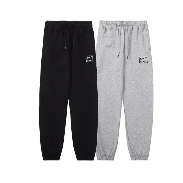 Stussy x Nike Collab Logo Hoodie and Joggers Set Gray/Black - 43