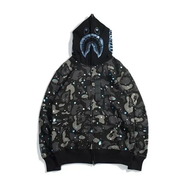 A Bathing Ape Shark Star Hoodie Black and White - 6