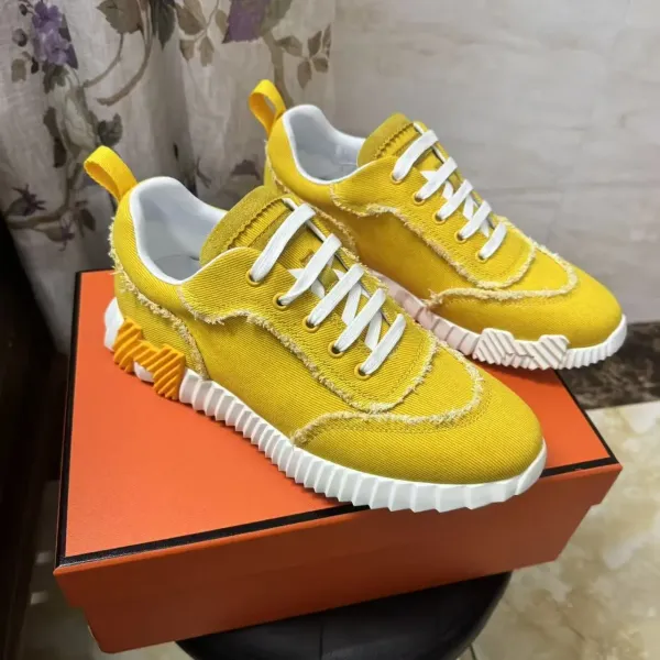 Hermès Oran Sneakers Yellow Canvas White Sole Sneakers - 1