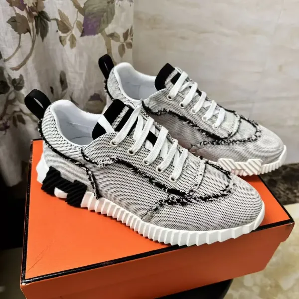 Hermès Oran Sneakers Gray and Black Mesh Sneakers - 1
