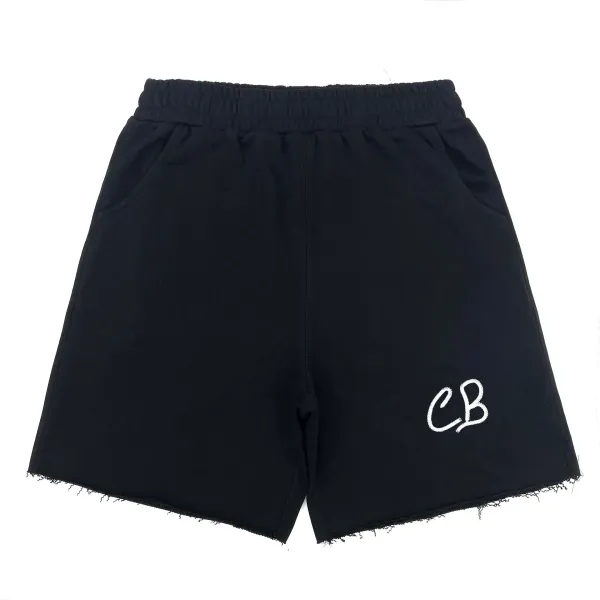 Cole Buxton CB Logo Embroidered Black Shorts - 1