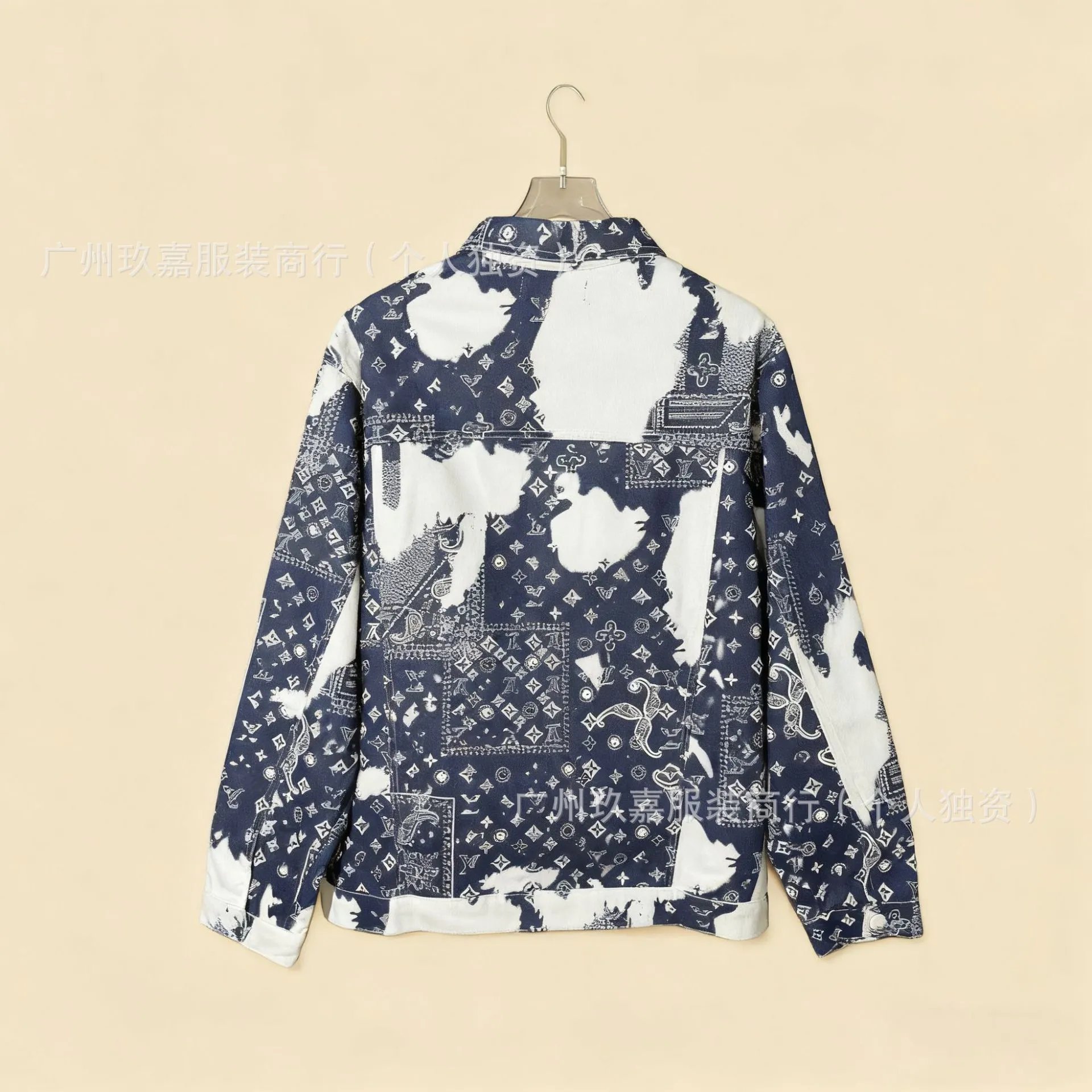 Design Checkerboard Patchwork Denim Jacket Light Blue - 5