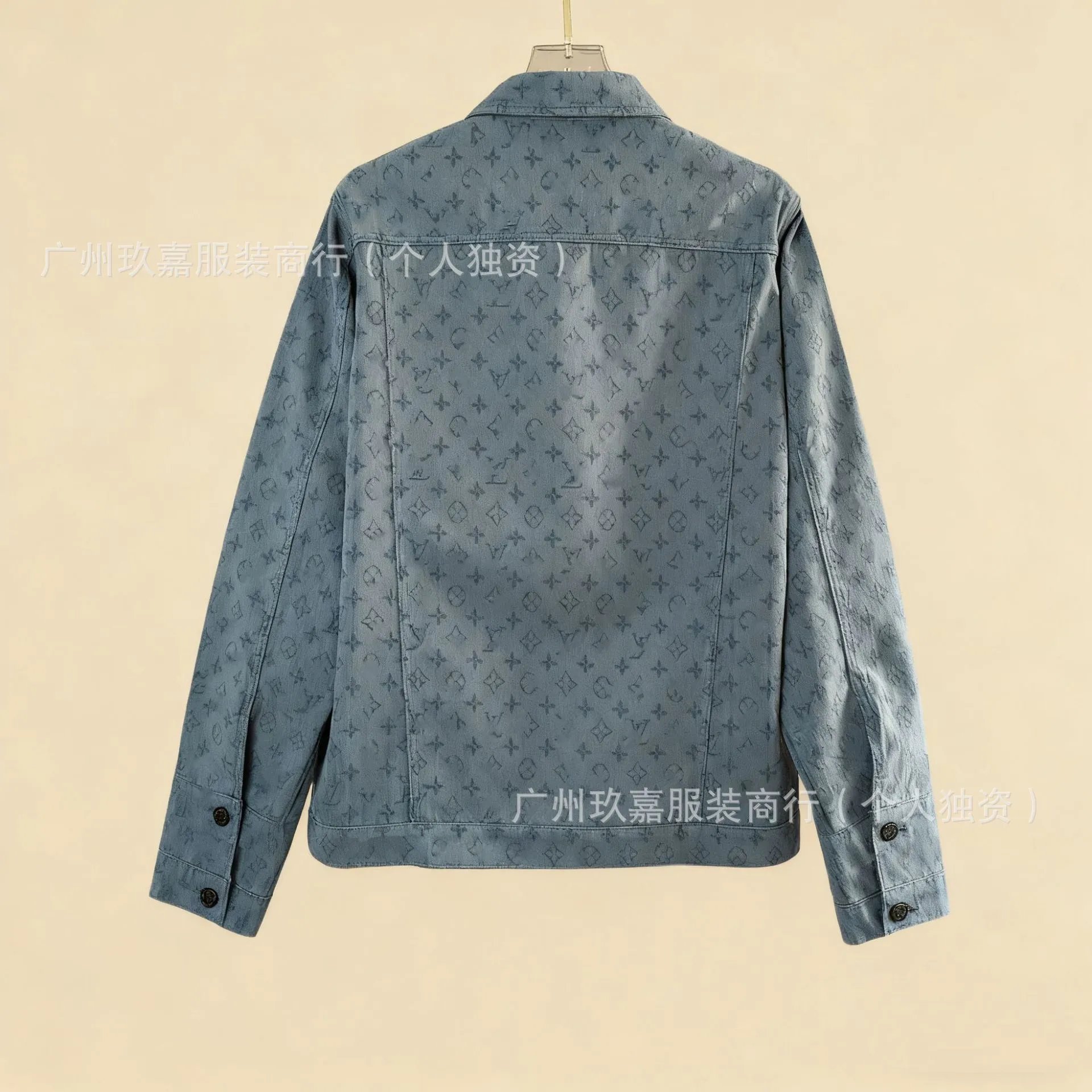Design Checkerboard Patchwork Denim Jacket Light Blue - 15