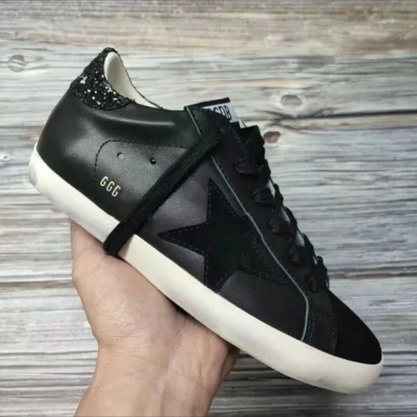 Golden Goose Deluxe Brand Superstar Black Glitter Star Sneakers - 1