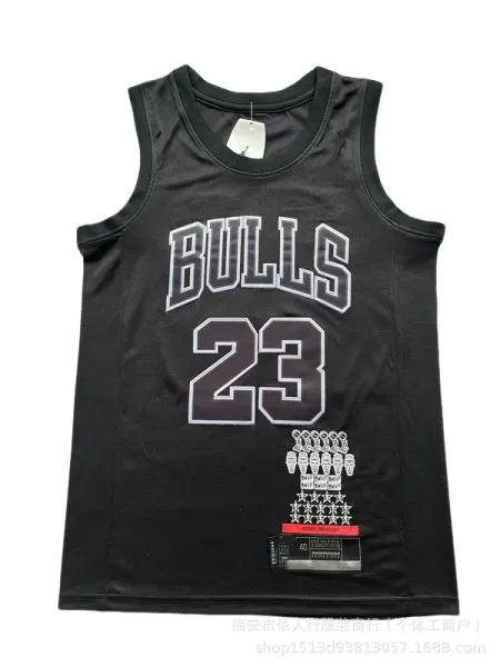 Chicago Bulls Michael Jordan #23 Championship Commemorative Black Jersey Vest Vest Top - 1
