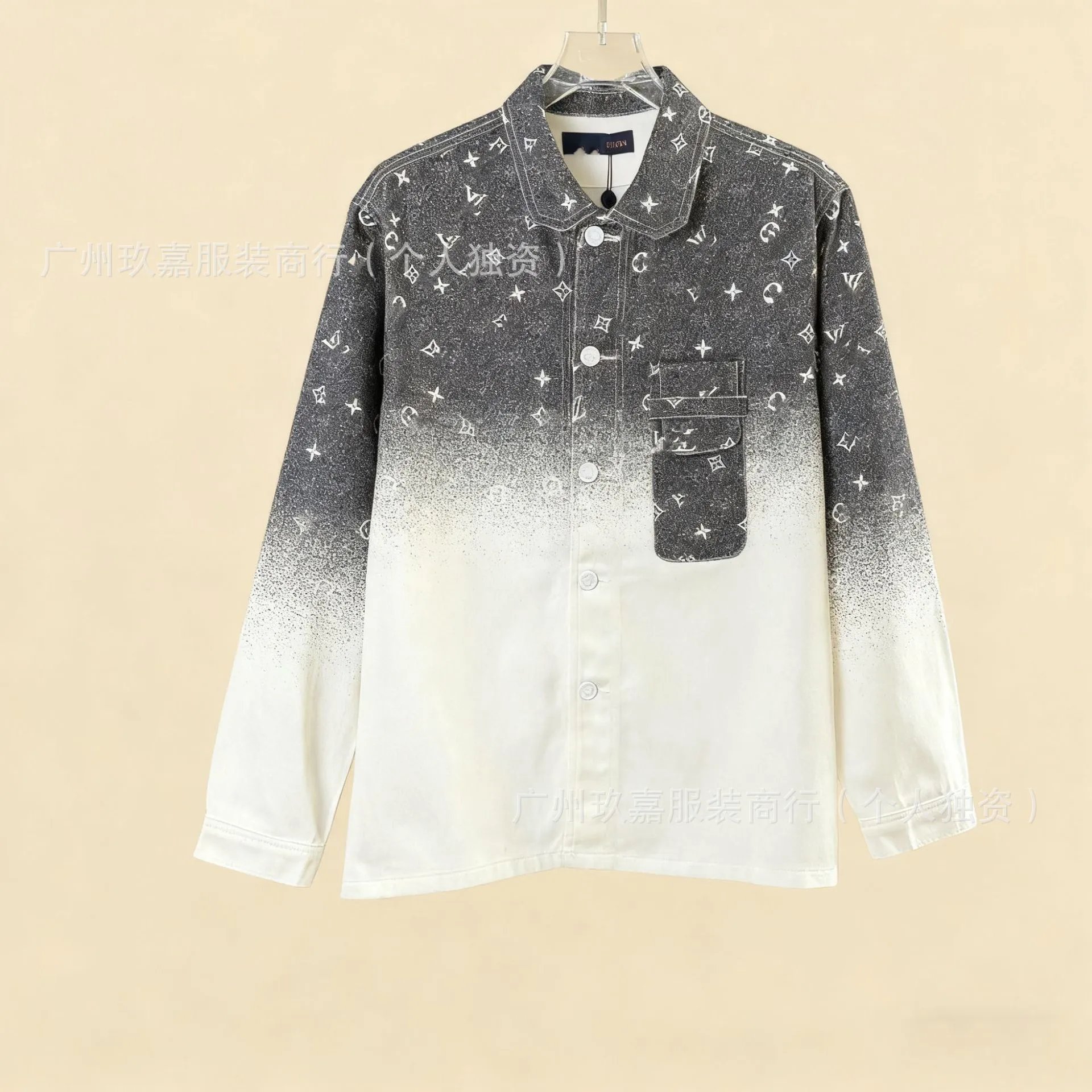 Design Checkerboard Patchwork Denim Jacket Light Blue - 18
