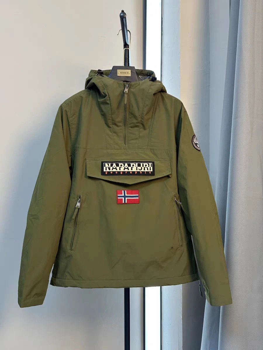Napapijri Jackets Hooded Half-Zip Anorak Jacket — army green