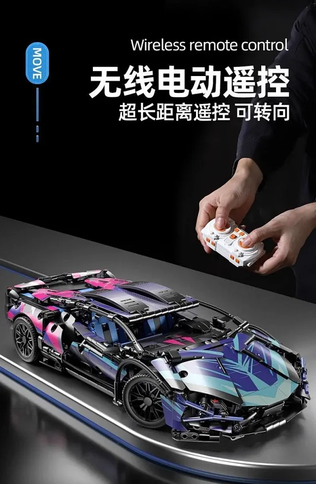 Unbranded Uncategorized 1:14 Cyberpunk Sports Car Building Block Set product detail image 2